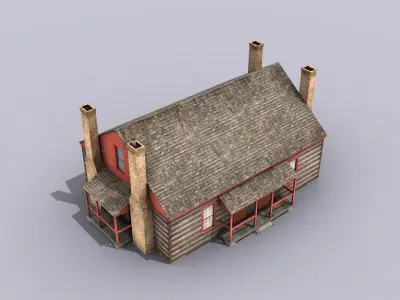 Wooden House Building Low-poly 3D model
