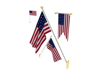 Flags of USA 3D model