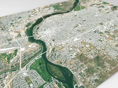 Cityscape Great Falls USA 3D model