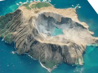 White island 3D model terrain 3D model