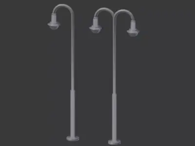 Streetlight two street lamps Low-poly 3D model