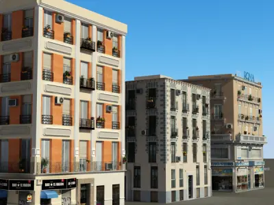 Building Collection 13-16 Low-poly 3D model