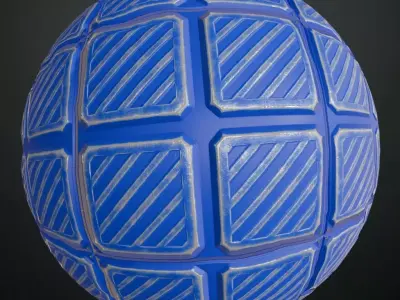 Blue and Dark Tiled Sci-fi Metal Plate PBR Seamless Texture