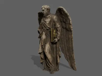 Old Man Statue Low-poly 3D model 16