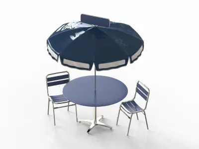 Parasol Set table and chairs with umbrella 3D model