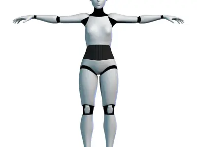 3D Cyborg Robot Girl Female Bot model Low-poly 3D model