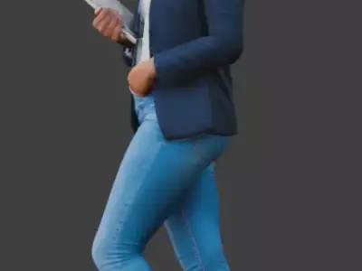 Black woman suit tablet 3D model