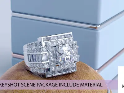 Jewelry Rendering Scenes - K002 - white gold with marble 3D model