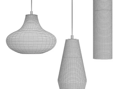 RENORD three pendant lights with orange and shades Low-poly 3D model