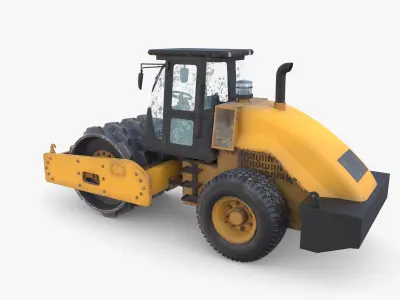 Road roller V2 Low-poly 3D model