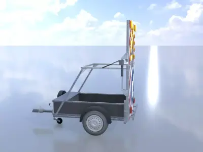 Traffic sign 616-30 Mobile barrier sign left 3600x2200 Low-poly 3D model