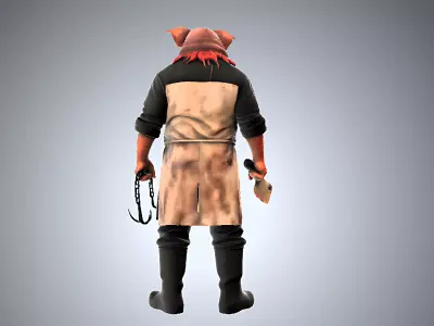 Horror Pig Butcher Character  Dark Concept Art  Game Character  3D model