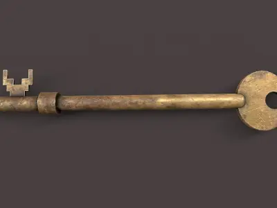 Medieval Copper Key V2 Low-poly 3D model
