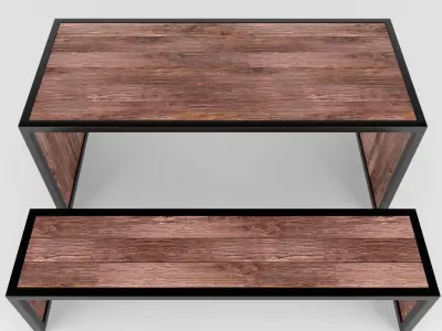 Garden furniture - table and bench 3D model