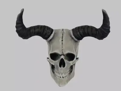 a skull with horns 3D model