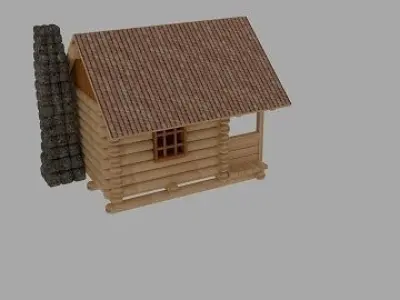 Logcabin log cabin with chimney 3D model