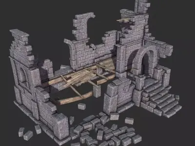 Ruined House Low-poly 3D model