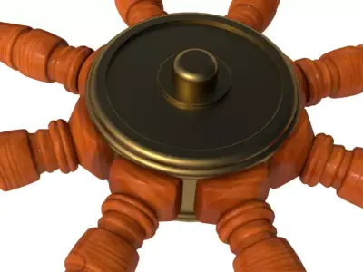 Wooden Helm Wheel 3D model