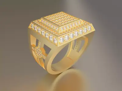 mens diamond ring 3D print model purchase