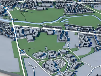 Warwick Cityscape England Warwickshire Architecture 3D model
