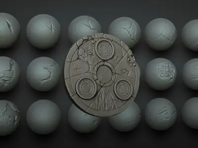 Stylized Rock Damage and Cracks - 40 ZBrush VDMs and alphas 3D model