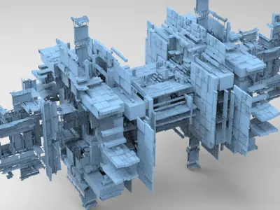 Sci fi Light gravity cube walkway platforms collection 1 Low-poly 3D model