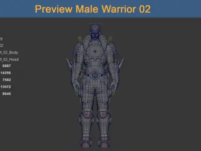 Character Male Warriors 02 - Ready for game Low-poly 3D model