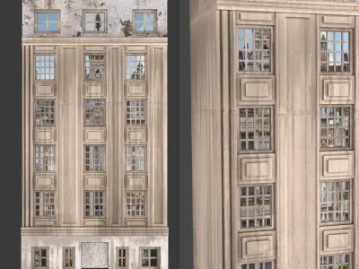 fecade2 building with windows and doors 3D model