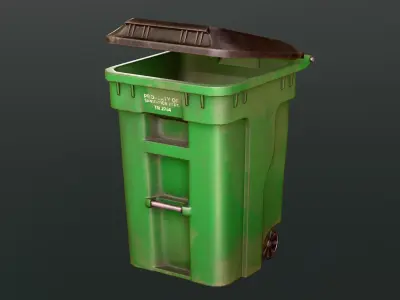 Trash Bin Game Asset - Openable Lid  Low-poly 3D model