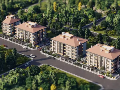 Site project consisting of 4 blocks 3D model