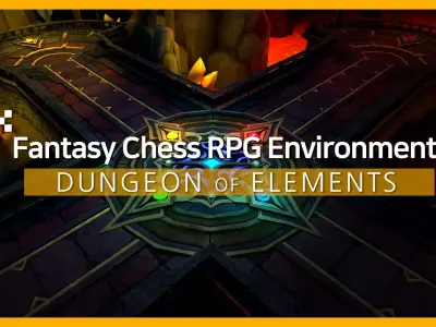 Fantasy Chess RPG Environment - Dungeon of Elements Low-poly 3D model