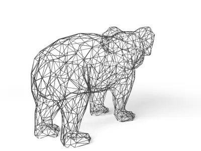 Koala Wireframe Low-poly 3D model