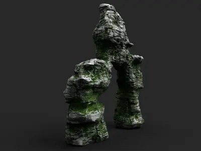 Mossy Cliff Rock 23-4 Low-poly 3D model