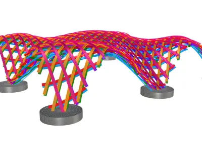 Layered Beams Parametric Pavilion 3D model