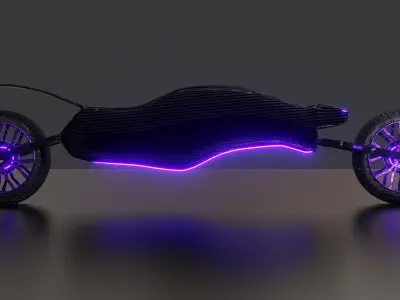 Black Panther  Unmanned Motorcycle Low-poly 3D model