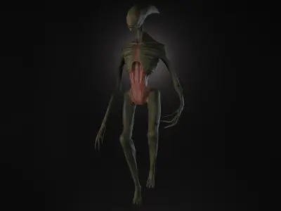 Alien with environment game ready Low-poly 3D model