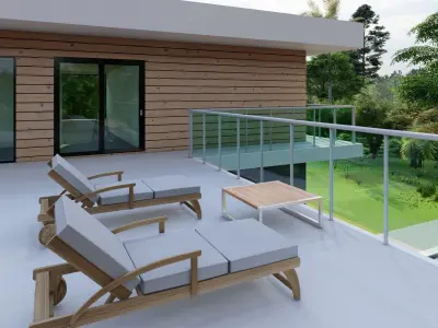 House modern plans with swimming pool Free 3D model