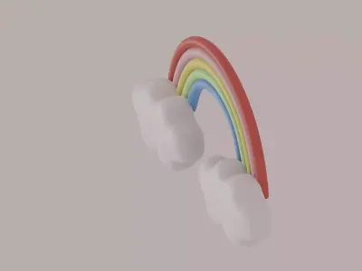 Cloud Rainbow Low-poly 3D model