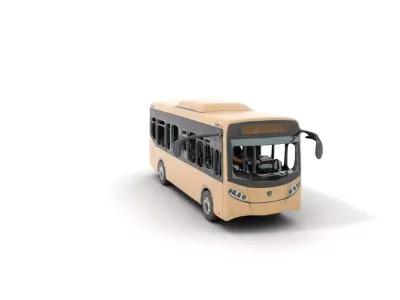 Beige City Bus model pack Low-poly 3D model
