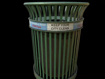 Realistic NY Trash Can Low-poly 3D model