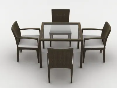Dedon Panama Dining Set 3D model