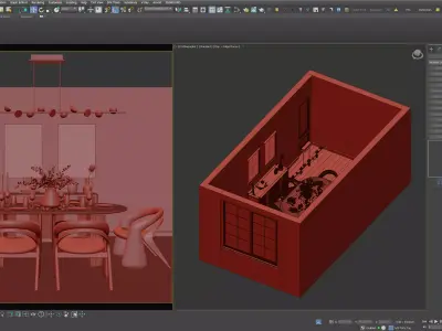 Modern Dining Room Scene 3ds Max Corona 3D model