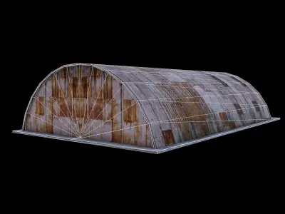 Hangar old rusty barn Low-poly 3D model