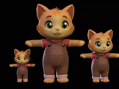 Cat2Pack3 Low-poly 3D model