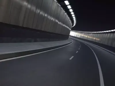 Curved Cinematic Road Tunnel  Curved Highway Tunnel Low-poly 3D model