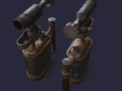 Blowtorch two gas cylinders Low-poly 3D model