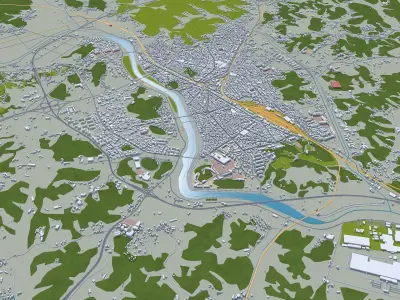 Yeongju South Korea Low-poly 3D model