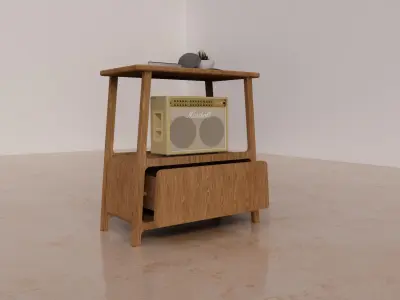 oak wood side table Free 3D model