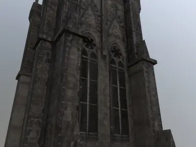 Hamburg St Nicolai Kirche Low-poly 3D model