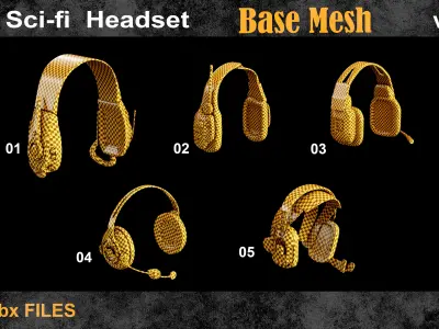 10 Sci-Fi Headset Base Mesh Vol 21 Low-poly 3D model